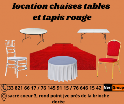 LOCATION CHAISE DE TABLES ET TAPIS ROUGE 02