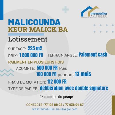 Lotissement terrain Malicounda Keur Malick Ba 