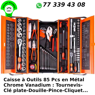 CAISSE A OUTILS 85 PIECES EN ACIER CHROME VANADIUM