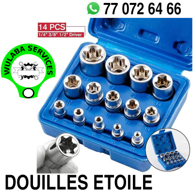 CAISSE A OUTILS DOUILLES ETOILEES 14 PIECES 