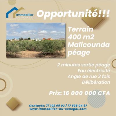 Terrain 400 mètres carrés à vendre à Malicound