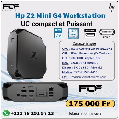 Hp Z2 Mini G4 Workstation/ Xeon E-2104G/32Go/ 500G