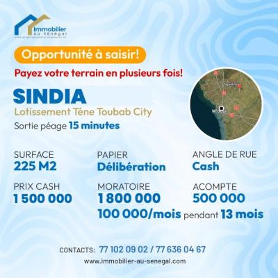 Terrains 225 mètres carrés à vendre à Sindia S