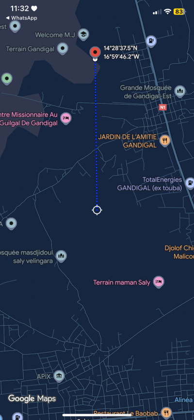 Terrain 250 mètres carrés à vendre à Gandigal 