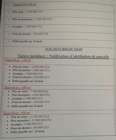 Terrains à vendre à Yenne Deni Biram Ndao